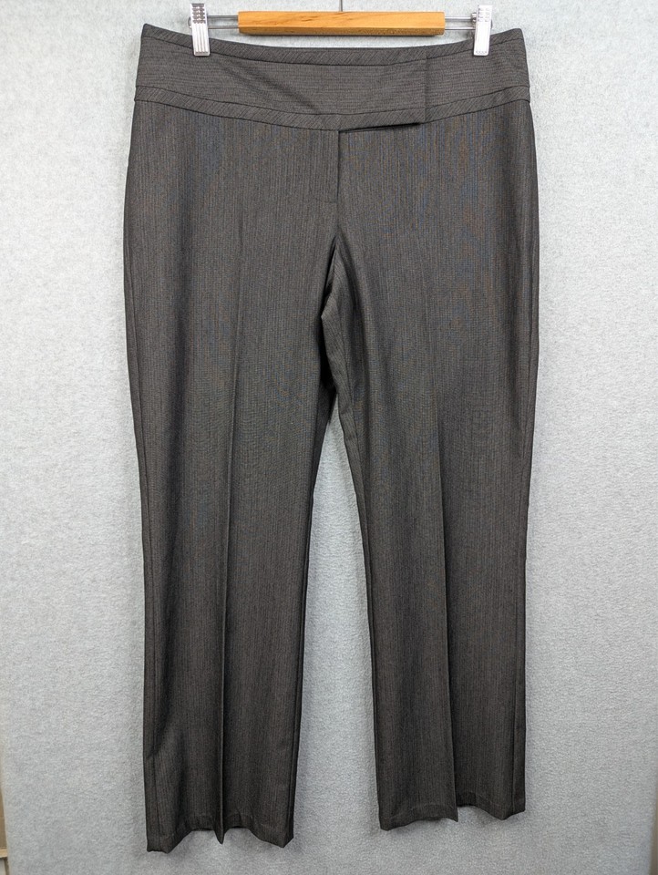 Jacqui E Pants Womens 12 Dark Grey Dress Trousers Straight Leg Corporate Career
