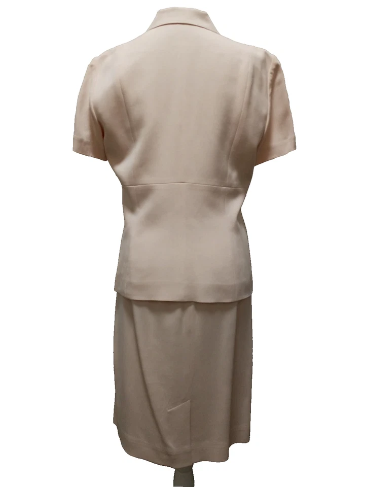NWOT Vtg 90s Dana Buchman Women Heavy Blush Pink 100% Silk Jacket Skirt Suit 12P - Image 3 of 4
