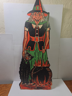 50's Halloween 17" Embossed Witch Cat Vintage USA RRGSH