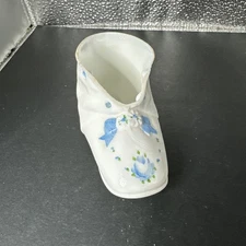 Antique Milk Glass Molded Baby Shoe Bootie Century Old Blue
