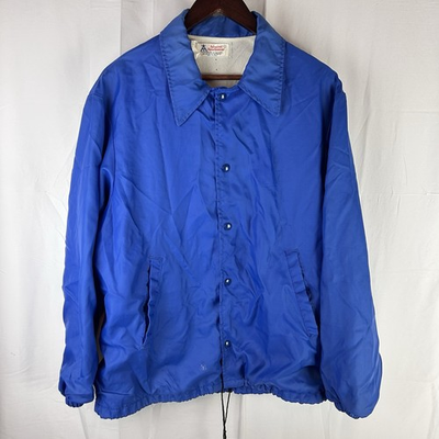 #ad Vintage 70s Admiral Sportswear Coach Bomber Jacket Mens Medium Blue Snap Button $24.65