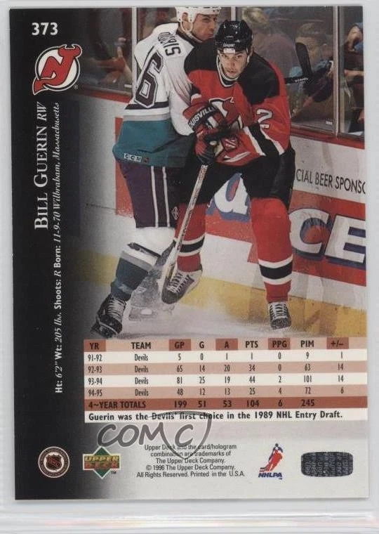 1995-96 Upper Deck Bill Guerin #373 - Image 2 of 2