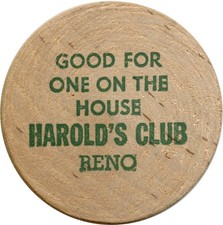Reno, Nevada NV Harold's Club Casino 7&frac12;&cent; Dickel Rare Wooden Nickel Token