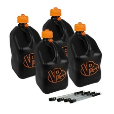 VP Racing 4 Pack V-Twin 5 Gallon Square Fuel Jug Gas Can Moto Racing / 4 Hoses