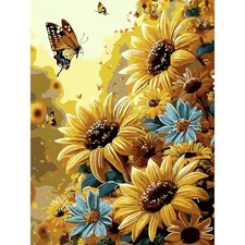  Creative Paint by Number Kit for Adults,Sunflower DIY Paint by Numbers Set 