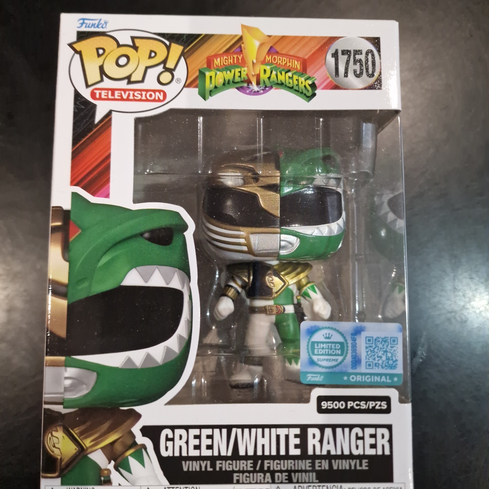 Figurine Funko Pop Power Rangers Édition Suprême Limitée Ranger Blanc Green Split de Collection