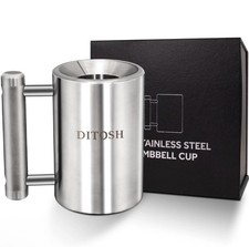8kg 17.6lb Heavy Coffee Mug Challenge 304 Stainless Steel Dumbbell Cups Silve...