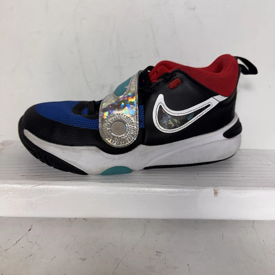 Nike Team Hustle D 11 SE Black Red Blue Basketball Shoes FJ1391-001 Youth 1Y - Image 2 of 4