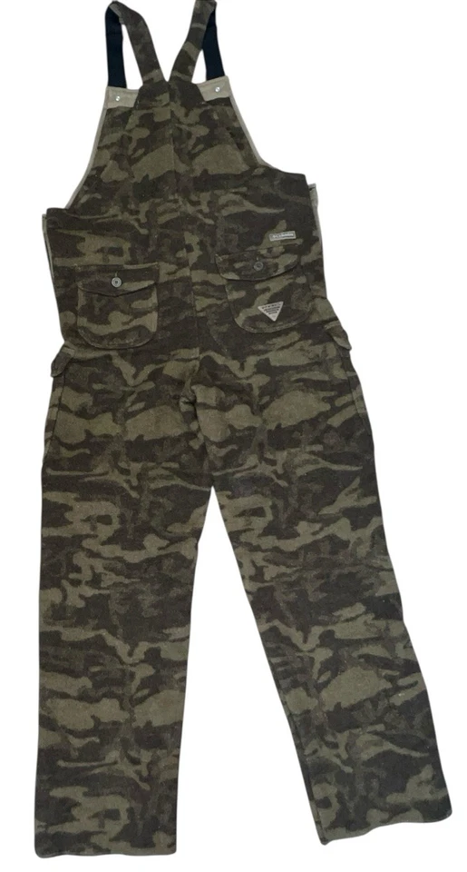 Vtg NEW Columbia Bib Overalls Mens Medium Brown Wool Gallatin Range Camo Hunting - Image 4 of 4