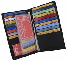 Genuine Leather Credit Card Holder Wallet 19 Card Slots 1 ID Window NEW