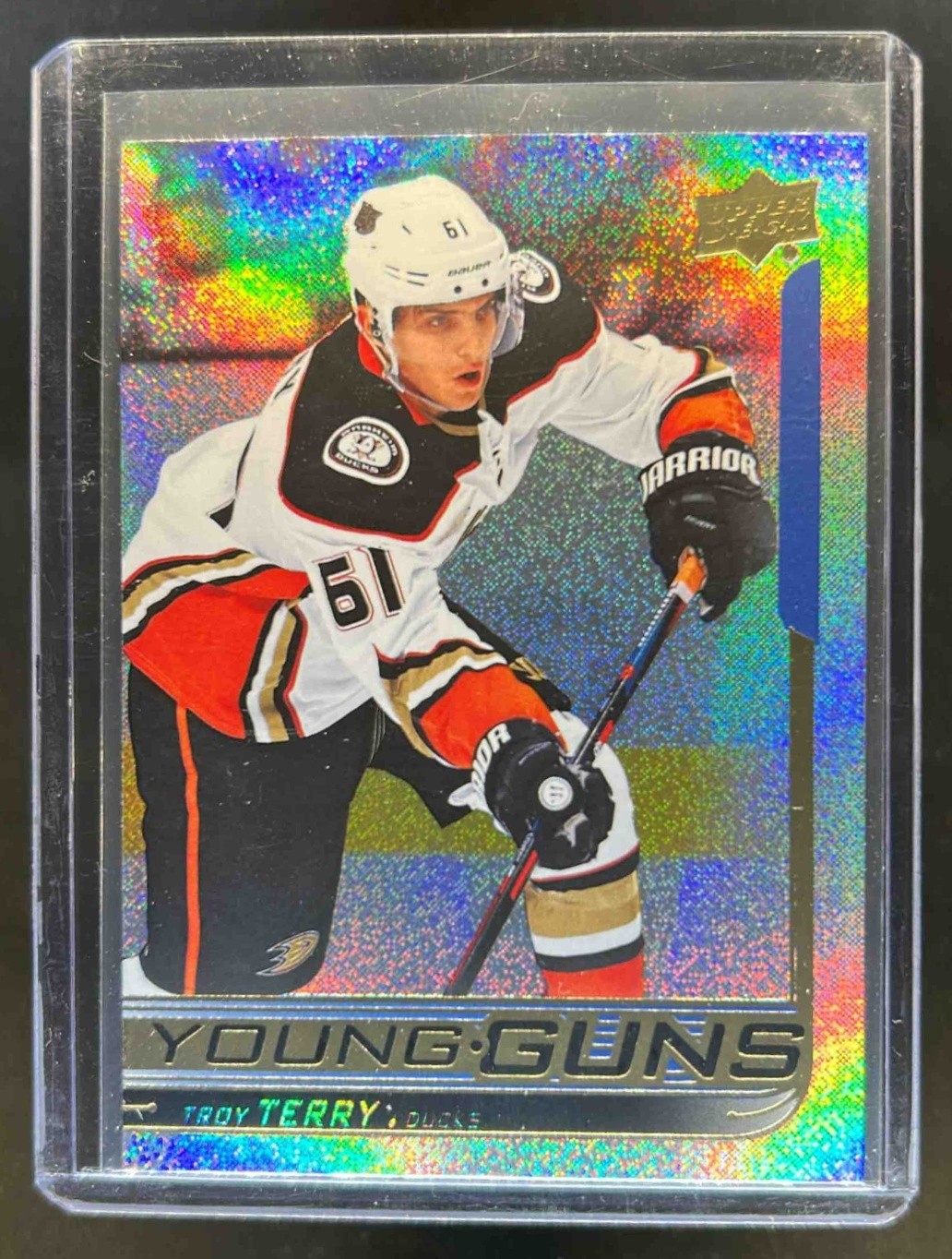 2018-19 Upper Deck Troy Terry Speckled Rainbow Foil Young Guns RC #239 Ducks