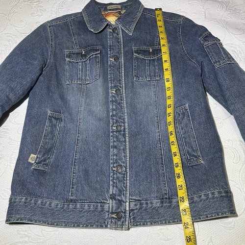Ruff Hewn Women's Map Quilt Lined Blue Denim Jacket Size Small - Picture 3 of 10