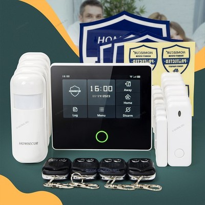 HOMSECUR Wireless WIFI 4G 2G LCD SMS Autodial Home Security 4.3'' Alarm System