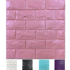 11PCS 3D Wall Panels Peel and Stick Faux Brick Wallpaper Pink 11PCS,