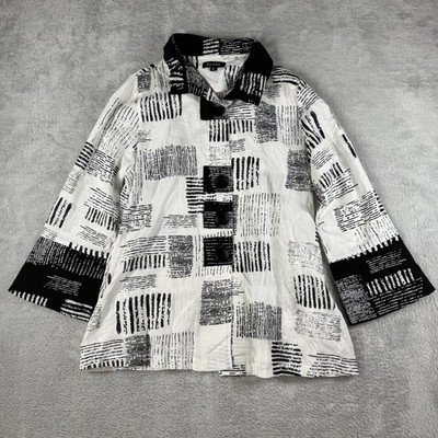 Damee Jacket Womens Small Abstract Wired Collar Artsy Blazer Boho Mature Casual