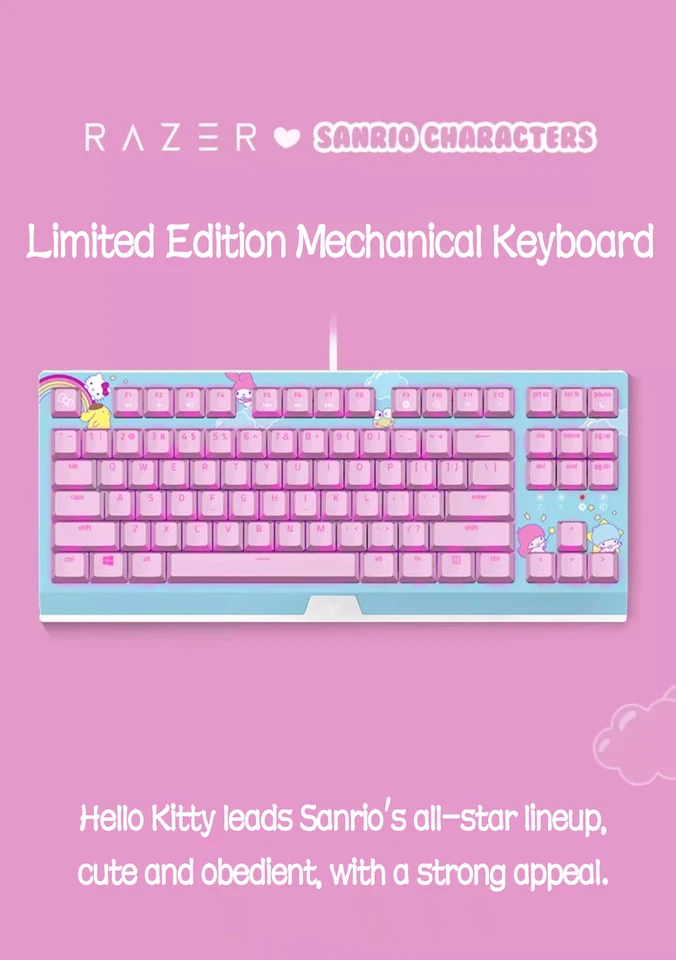Razer x Sanrio Hello Kitty Blackwidow TKL Mechanical Keyboard - Pink 87 Keys - Image 4 of 4
