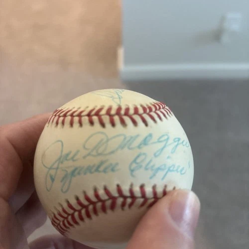 Joe DiMaggio with Ted Williams Signed World Series Baseball COA Yankees HOF