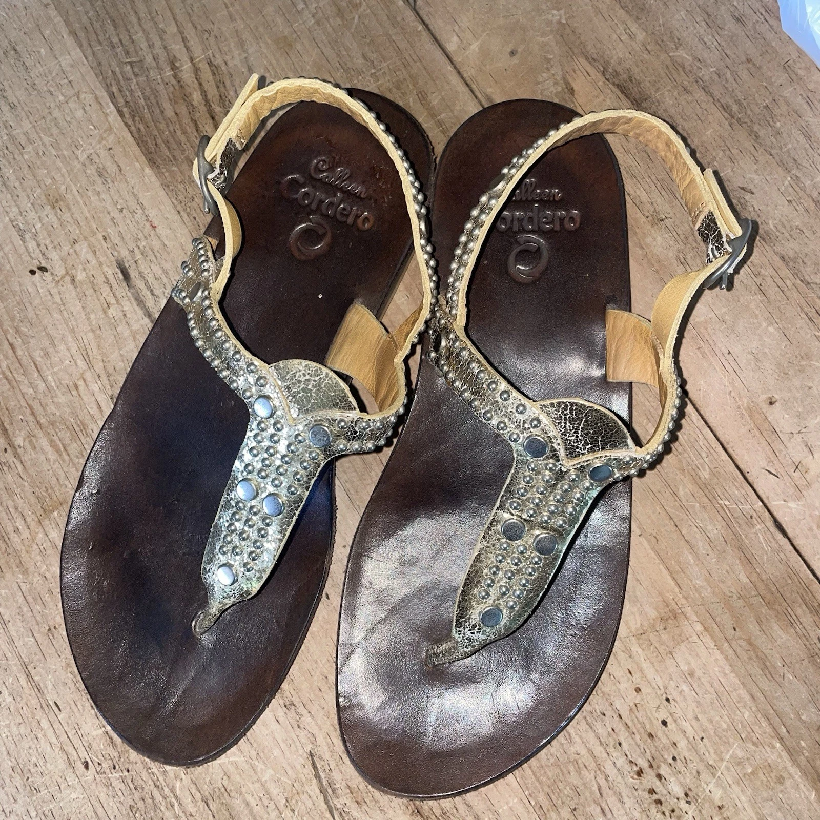 Calleen Cordero Gold Studded Sandals 8.5