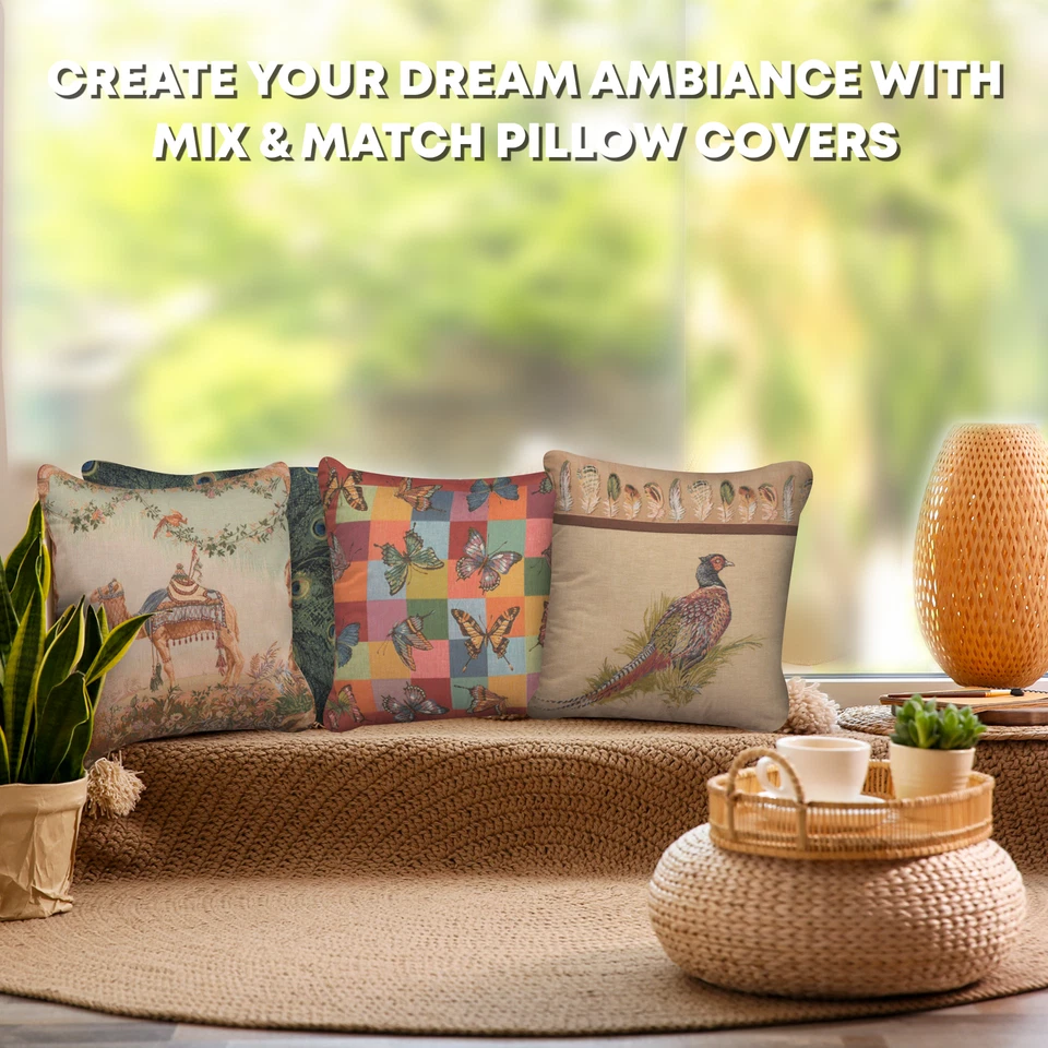 19x19 in Throw Pillow Cover – Patchwork Butterflies – Woven Decorative Pillow - Image 4 of 4