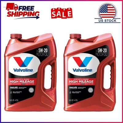 #ad 2 Pack Valvoline High Mileage MaxLife 5W 20 Synthetic Blend Motor Oil 5 QT $44.50