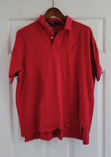 Polo by Ralph Lauren Mens Polo Shirt XL Classic Fit Red With Blue Pony
