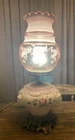 Vintage Hurricane Gone With The Wind Style Table Lamp — Pink  Milk Glass - 20”