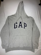 Gap Men's Hoodie Sweatshirt Pullover Front Pockets Classic Logo Size XL Grey