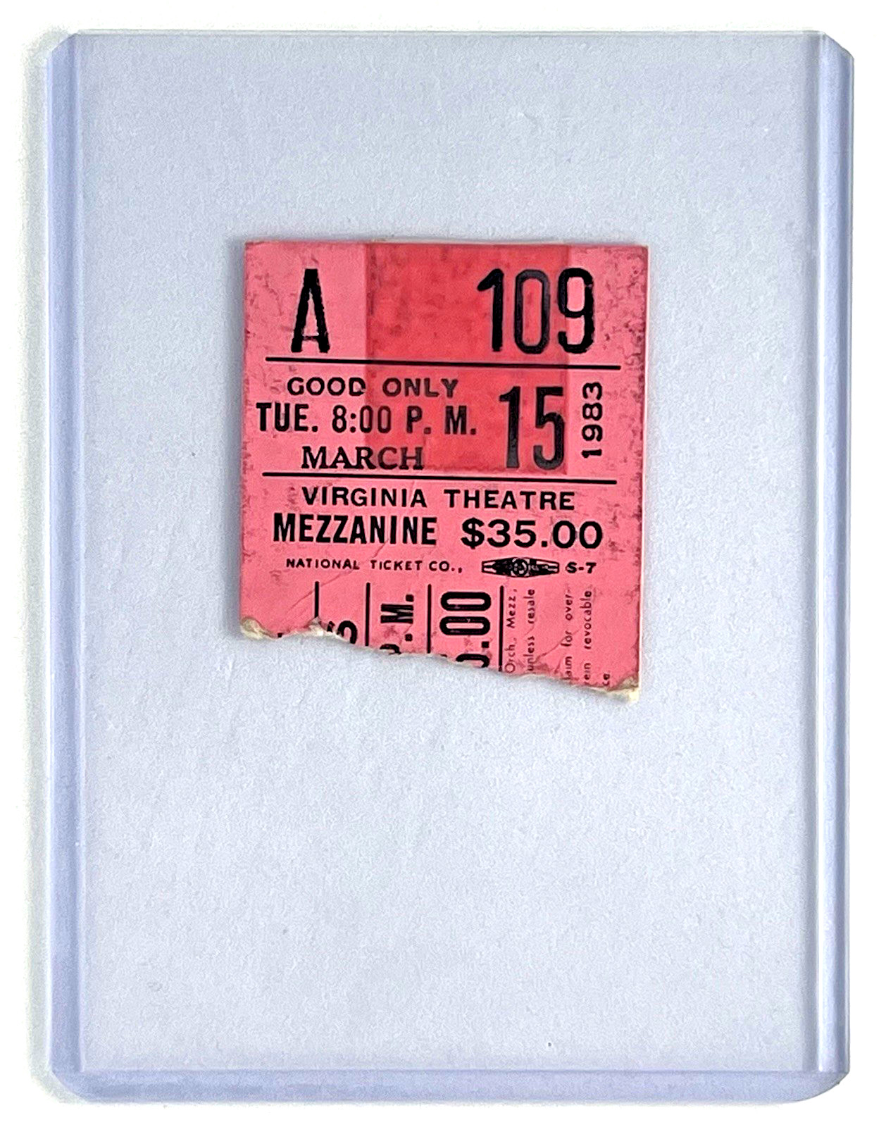 Vintage On Your Toes Broadway Ticket Stub March 15 1983 Virginia Theatre NYC