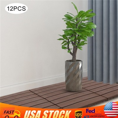 12Pcs Plastic Interlocking Deck Tiles 12x12 in Outdoor Patio Flooring Waterproof