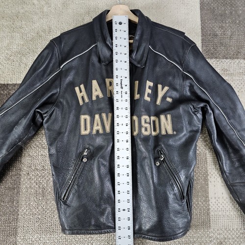 Harley Davidson 100 years Anniversary Black Leather Biker Jacket Mens M - Photo 9/10