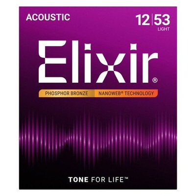 Saiten Westerngitarre Elixir Nanoweb Phosphor Bronze Light .012-053 Gitarren Sai