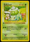Bulbasaur #44/102 Base Set 1st Edition Thick LP Pokemon Card