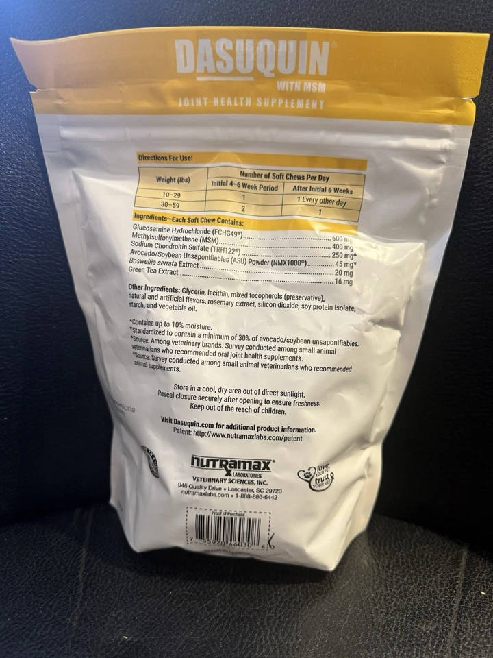 Nutramax Dasuquin con MSM masticables suaves para perros pequeños/medianos 84 ct caducan 01/2027 Foto 2 de 2