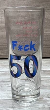 Screw 50 Tall Glass Shot Glass - 4" x 1.5" Over the Hill Birthday -w/Recipes