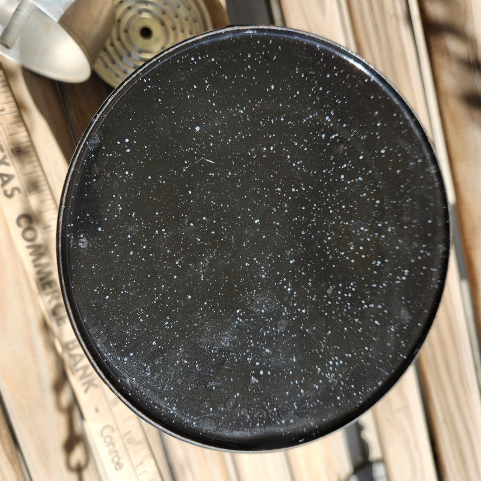 Vintage Black & White Speckled Enamelware Graniteware Cowboy Style