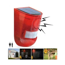 Solar Sound & Light Alarm Motion Sensor 110 Decibels Siren Sound Alert Durable