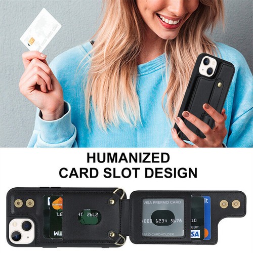 Case For IPhone 14 13 12 11 15 16 Pro Max 7 8 Crossbody Bag Leather Wallet Cover - Picture 4 of 15
