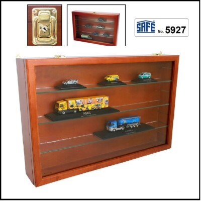 Wood Display Case Maxi Universal 24 13/32x16 17/32x4 1/8in 3 Glass Shelves