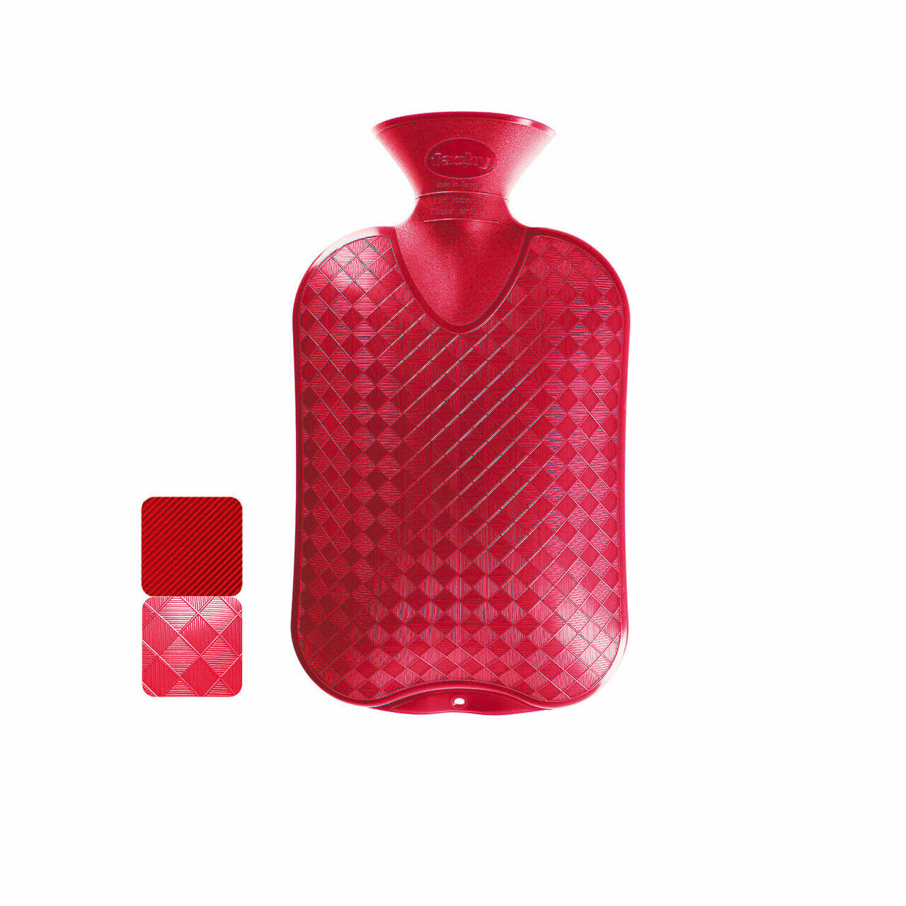 FASHY 6440 - Hot Water Bottle (2.0 L) Red Single Ribbed