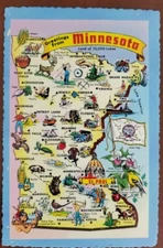 Srate Map Greetings from Minnesota Postcard
