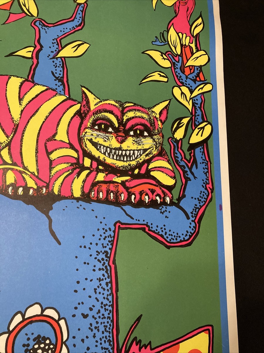 Vtg 70's Black Light Poster SMILE Cheshire Cat 23