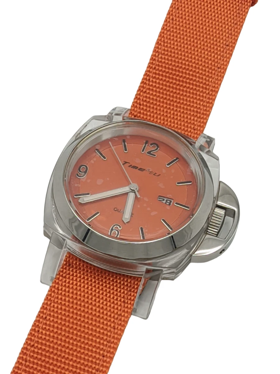 OROLOGIO UOMO TIME4U ARANCIONE GRANDE LEGGERO CINTURINO IN STOFFA