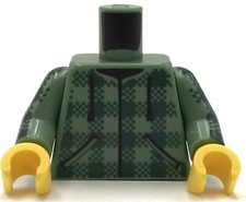Lego Nueva Minifigura Verde Arena Torso Baja Camisa Verde Oscuro Cuadros Negro Cordones
