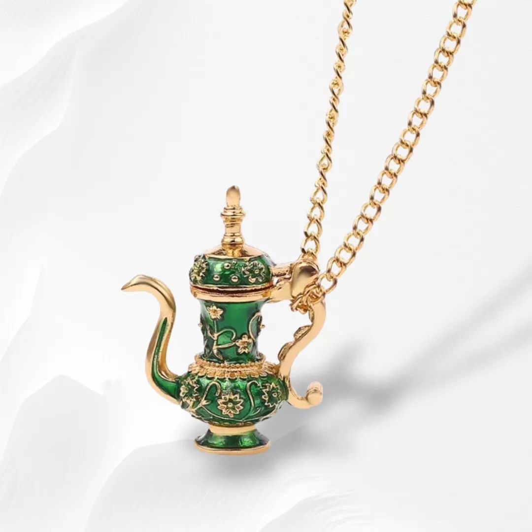 Gold genie lamp necklace sale