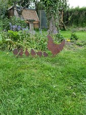 Rusty Chicken And Chicks Garden Ornament