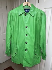 RALPH LAUREN BLUE LABEL Gecko Green Soft Leather Blazer Jacket Sz 8 Made in USA