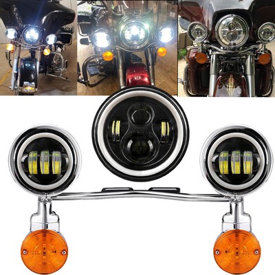 7'' Inch LED Headlight & 4.5'' Passing Lights Bar For Kawasaki Vulcan VN 500 750