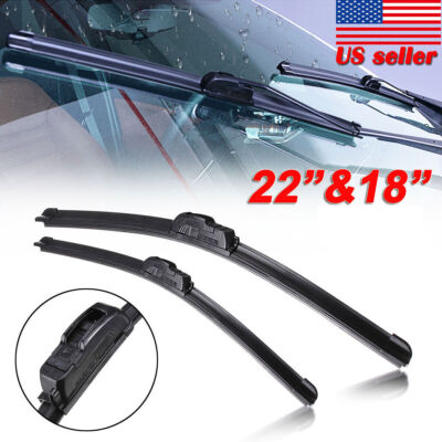 Premium 22'' & 18'' Windshield Wiper Blades J-hook Quality Bracketless Frameless