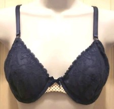 Victoria's Secret Unlined Demi Bra Size 34D Lace Cups Blue Polka Dot