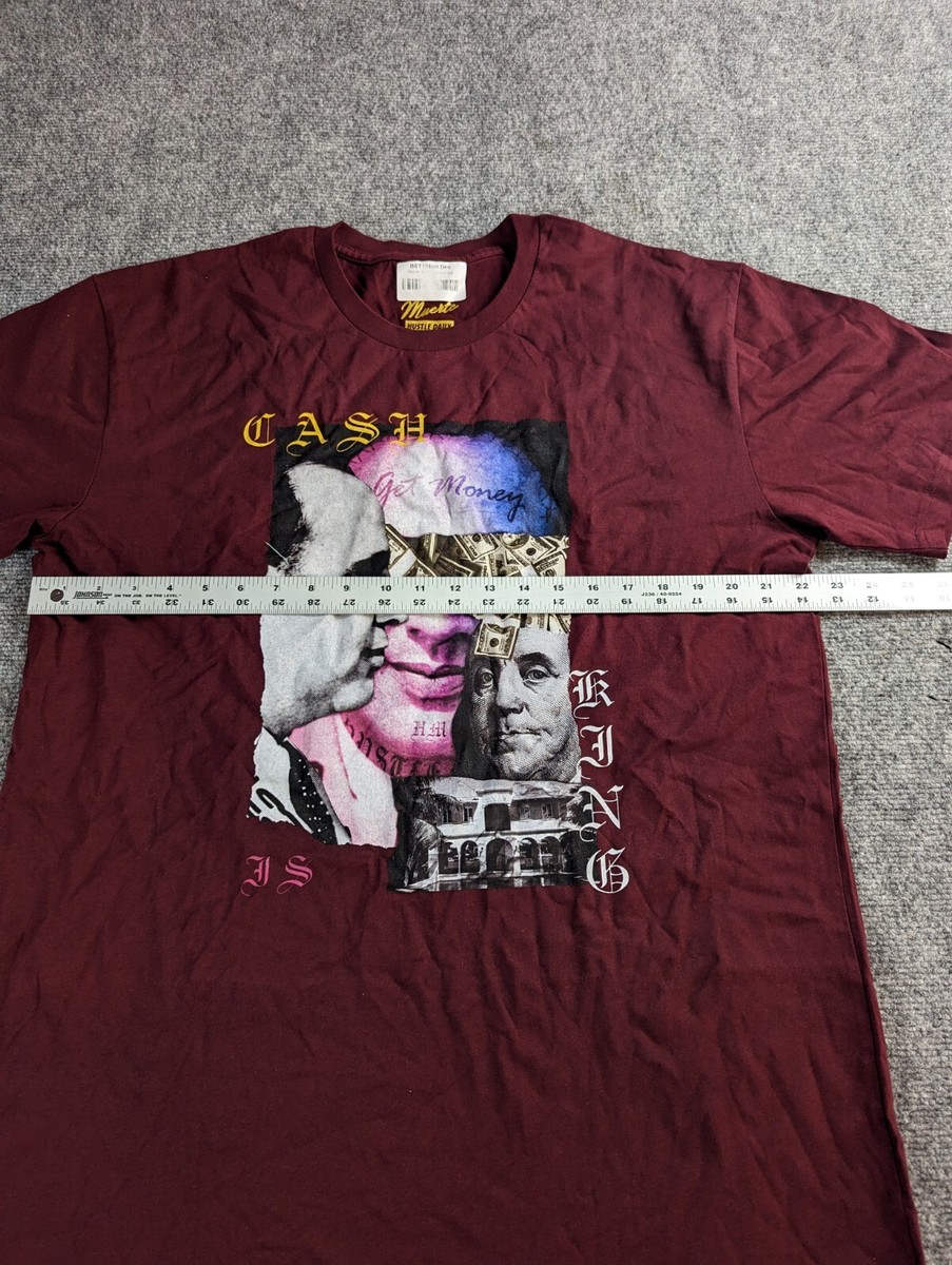 Muerte Hustle Daily T Shirt Mens XL Maroon Cash Is King - Get